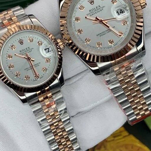 ساعت مچی ست مردانه و زنانه رولکس بند استیل مدل مشهور دیت جاست ROLEX DATEJUST